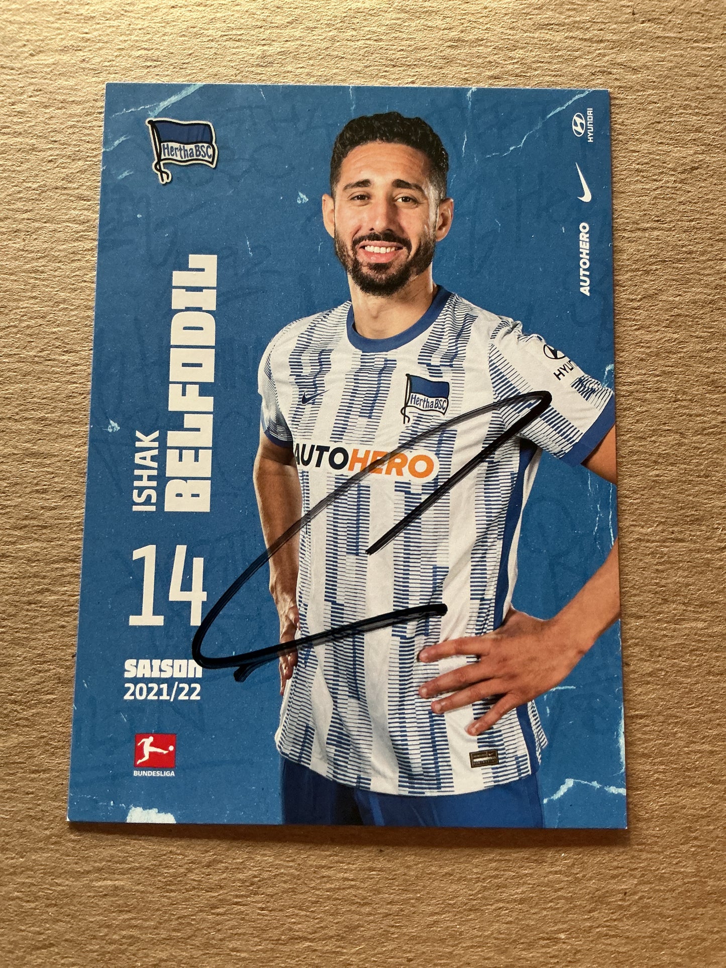 Ishak Belfodil, Algeria 🇩🇿 Hertha BSC Berlin 2021/22 hand signed