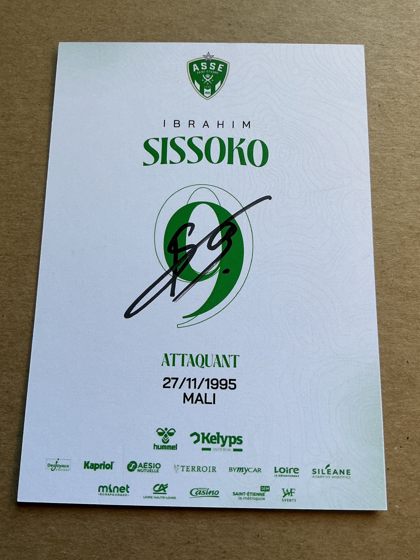 Ibrahim Sissoko, Mali 🇲🇱 AS Saint-Etienne 2024/25 hand signed