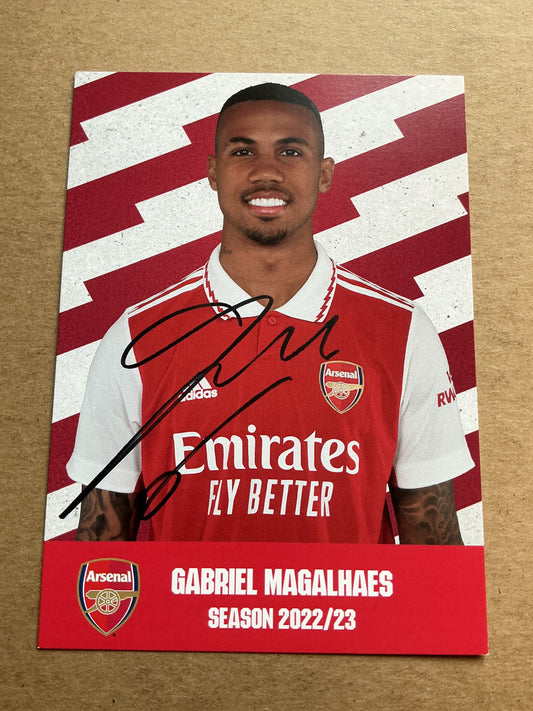Gabriel Magalhaes, Brazil 🇧🇷 Arsenal FC 2022/23 hand signed
