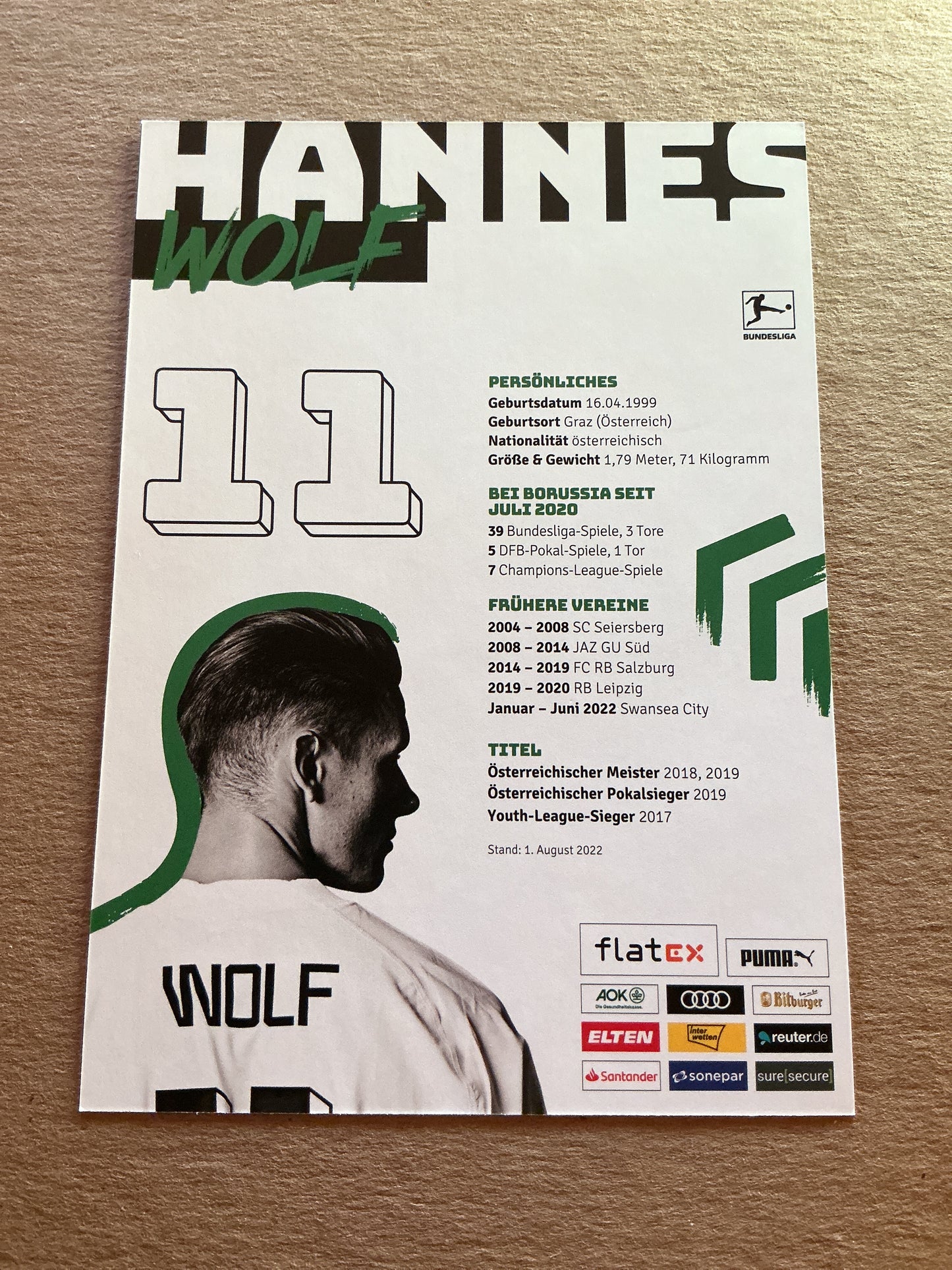 Hannes Wolf, Austria 🇦🇹 Borussia Mönchengladbach 2022/23 hand signed