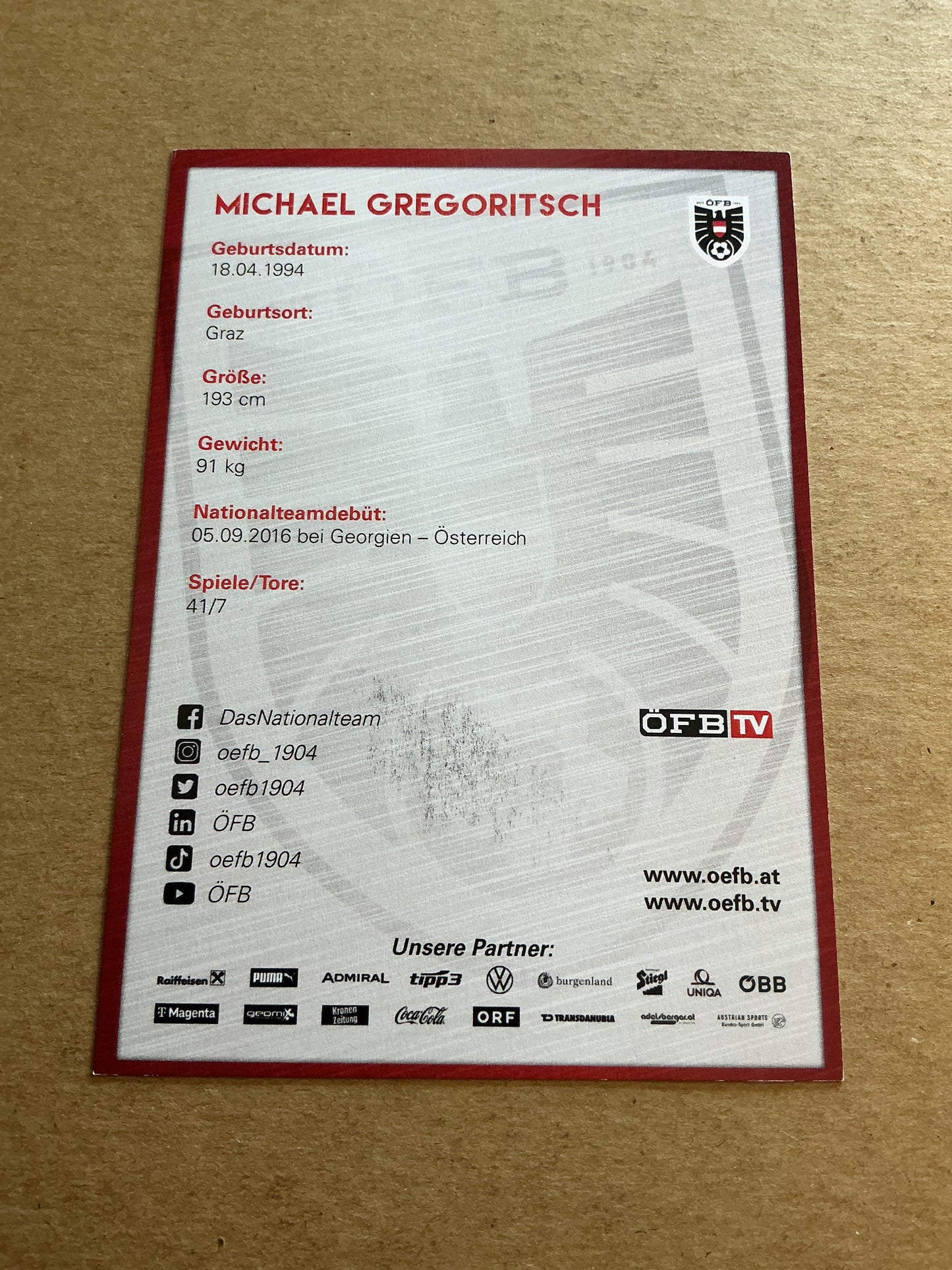 Michael Gregoritsch, Austria 🇦🇹 2023 hand signed