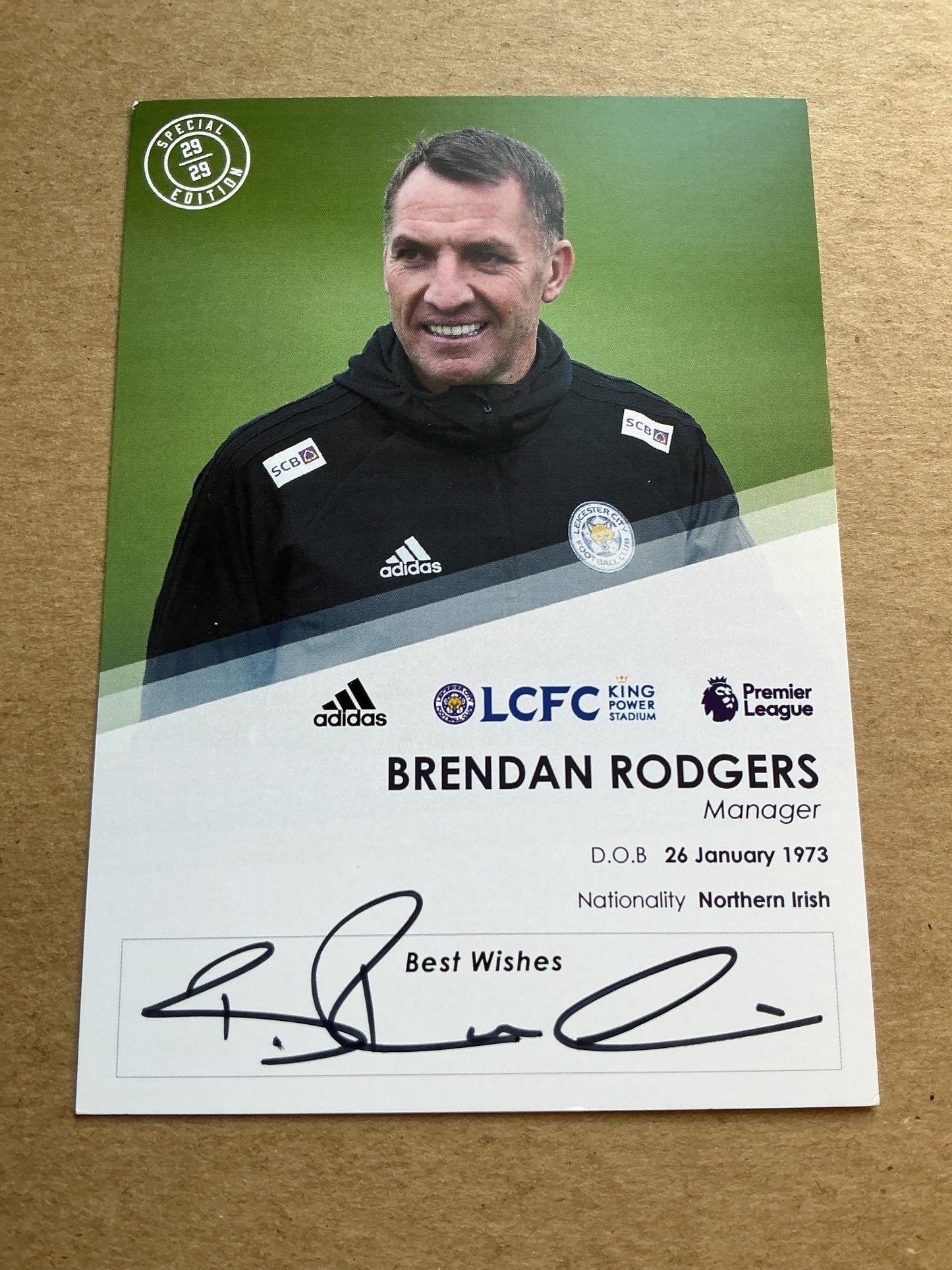 Brendan Rodgers, Great Britain 🇬🇧 Leicester City 2018/19 hand signed