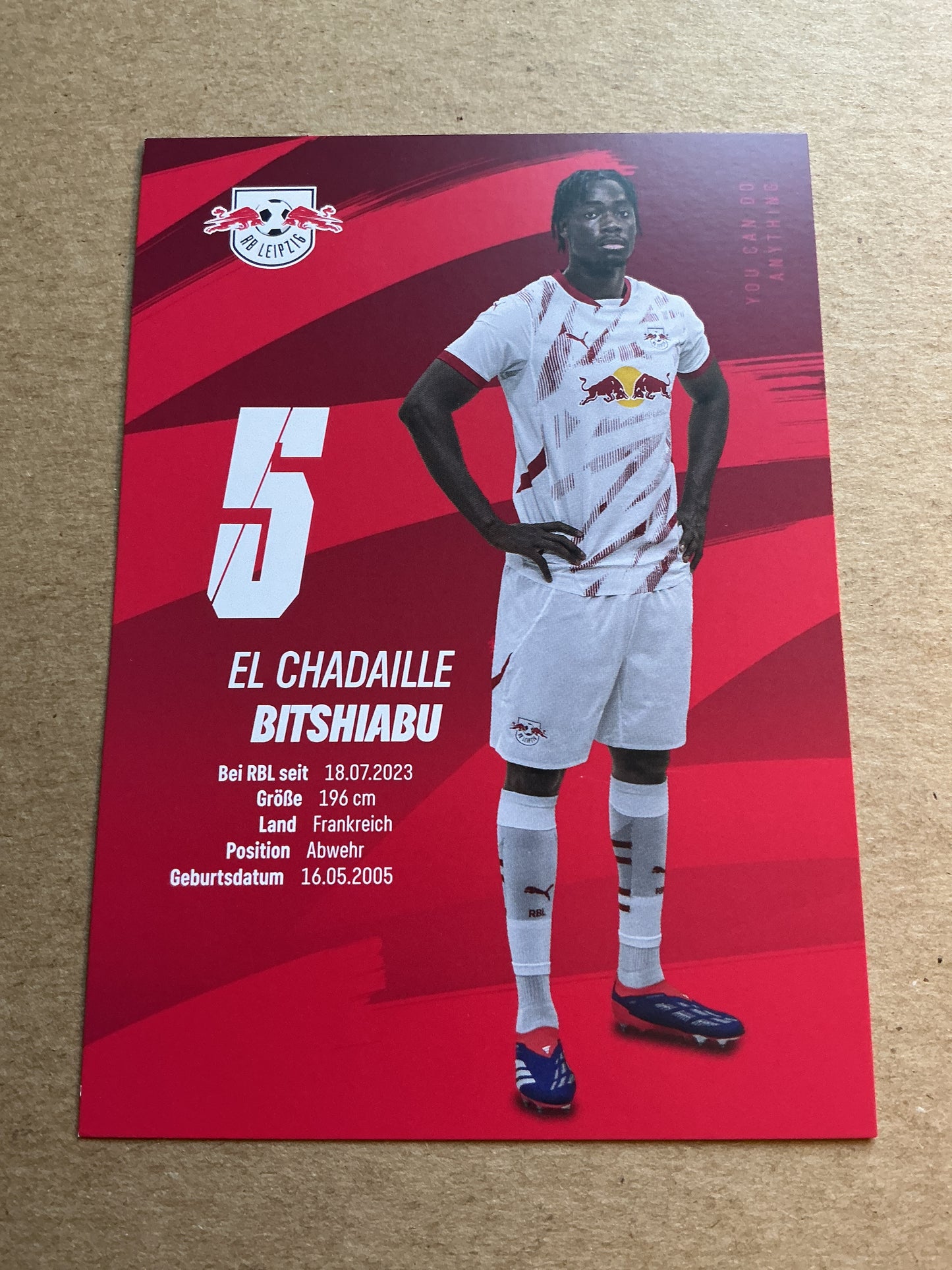 El Chadaille Bitshiabu, France 🇫🇷 RB Leipzig 2024/25 hand signed