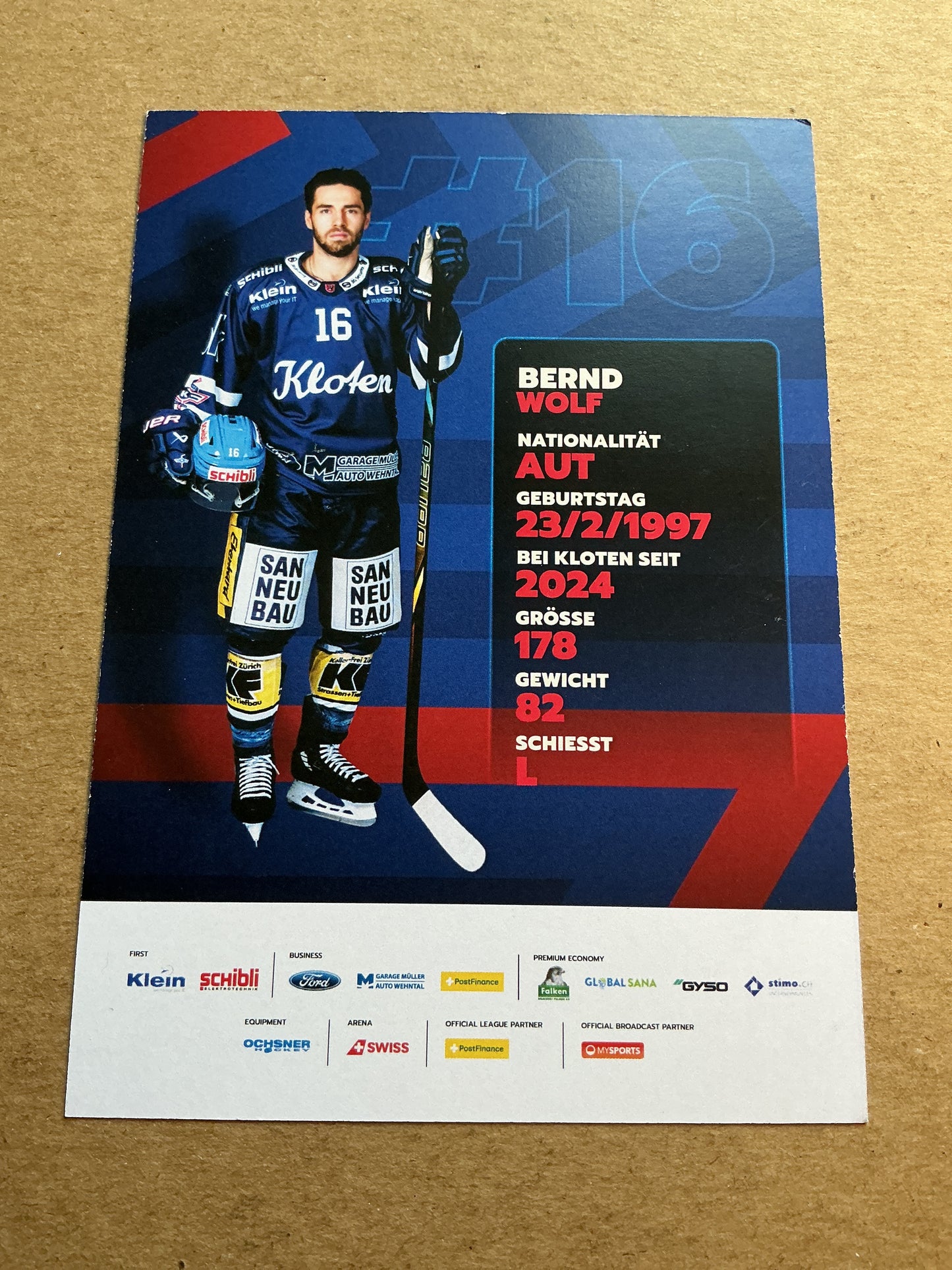 Bernd Wolf, Austria 🇦🇹 EHC Kloten 2024/25 hand signed