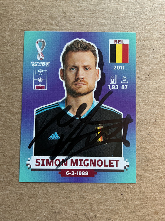 Simon Mignloet, Belgium 🇧🇪 FIFA World Cup 2022 Panini hand signed