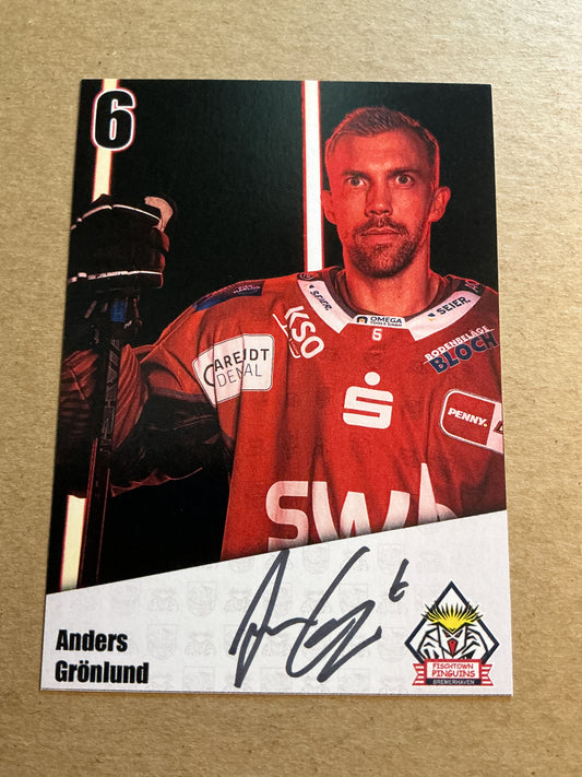Anders Grönlund, Sweden 🇸🇪 Fishtown Pinguins 2024/25 hand signed