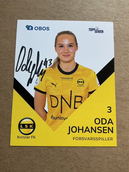 Oda Johansen, Norway 🇳🇴 LSK Kvinner 2024/25 hand signed
