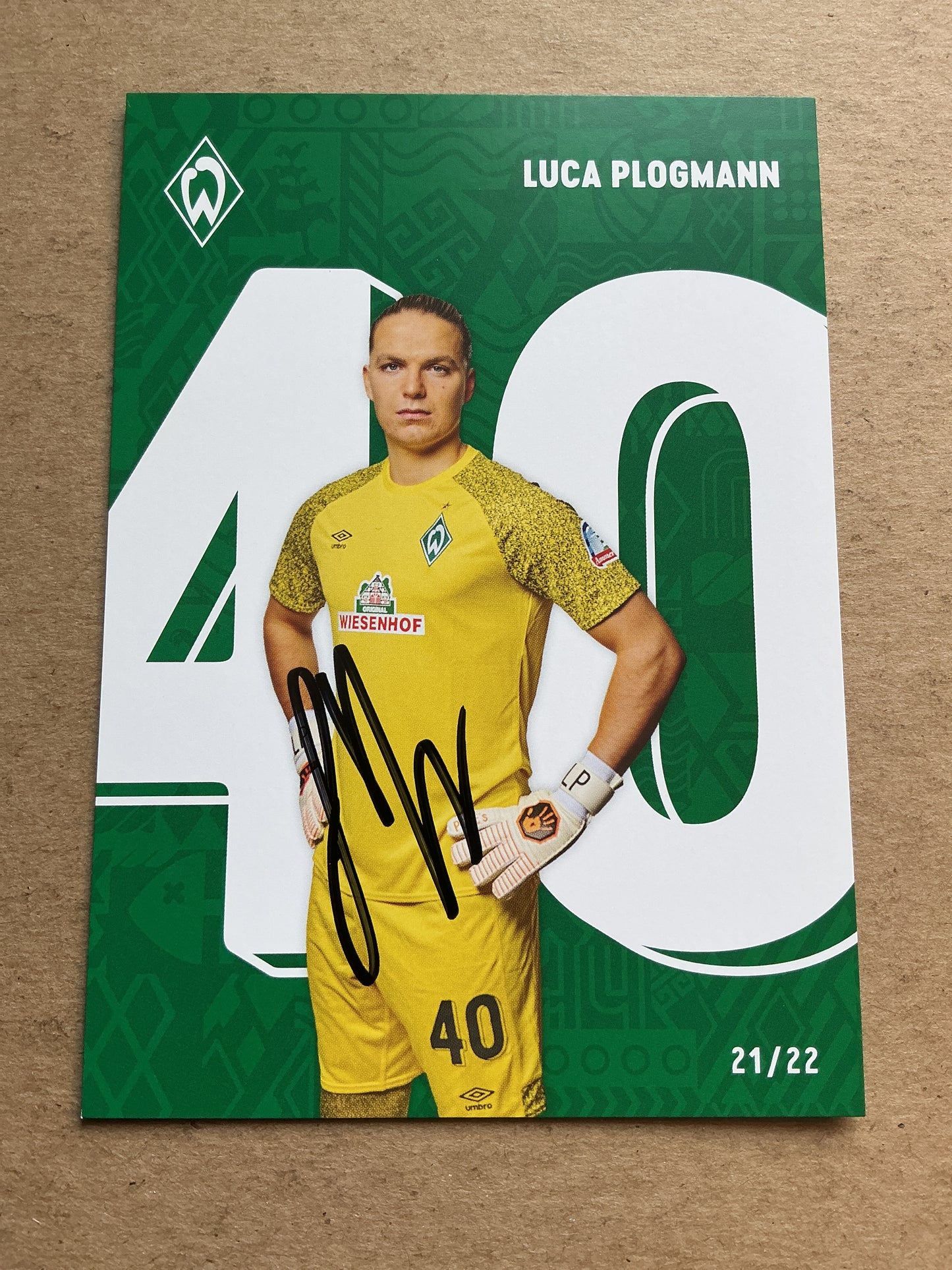 Luca Plogmann, Germany 🇩🇪 SV Werder Bremen 2021/22 hand signed