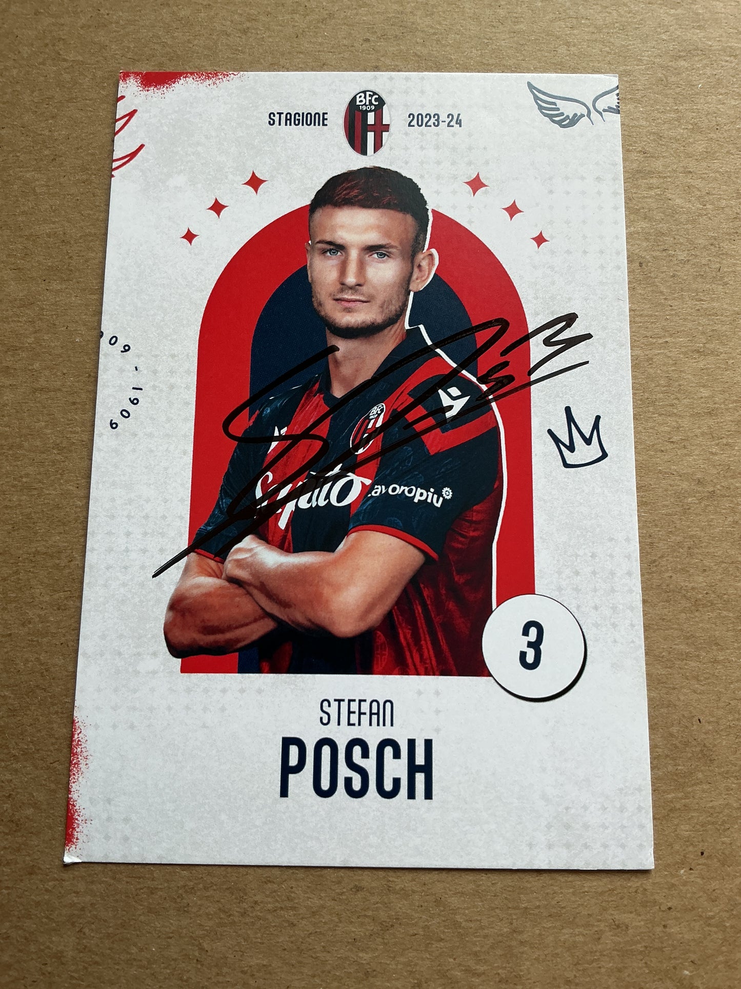 Stefan Posch, Austria 🇦🇹 Bologna FC 1909 2023/24 hand signed