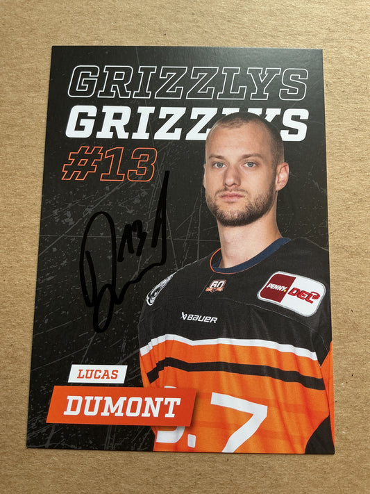 Lucas Dumont, Germany 🇩🇪 Grizzlys Wolfsburg 2024/25 hand signed