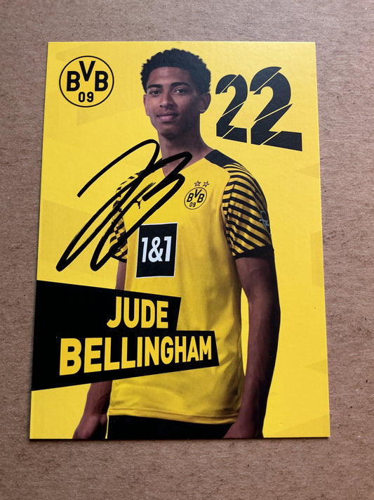 Jude Bellingham, England 🏴󠁧󠁢󠁥󠁮󠁧󠁿 Borussia Dortmund 2021/22 hand signed