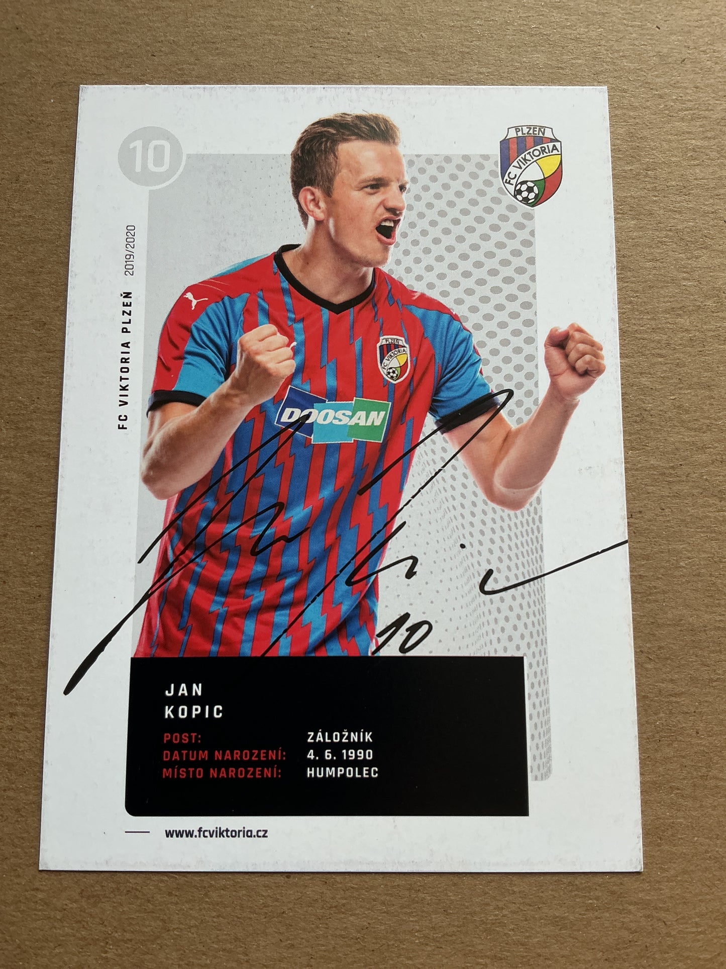 Jan Kopic, Czech Republic 🇨🇿 FC Viktoria Plzeň 2019/20 hand signed