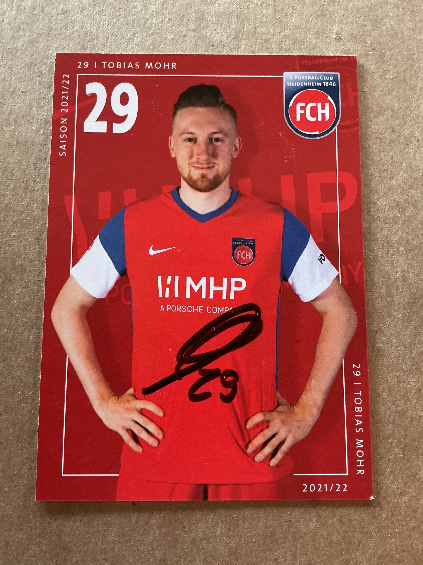 Tobias Mohr, Germany 🇩🇪 1.FC Heidenheim 2021/22 hand signed