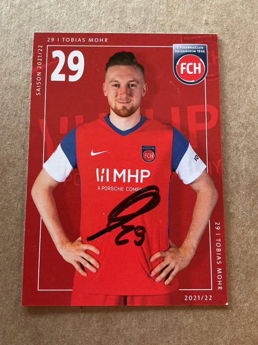 Tobias Mohr, Germany 🇩🇪 1.FC Heidenheim 2021/22 hand signed