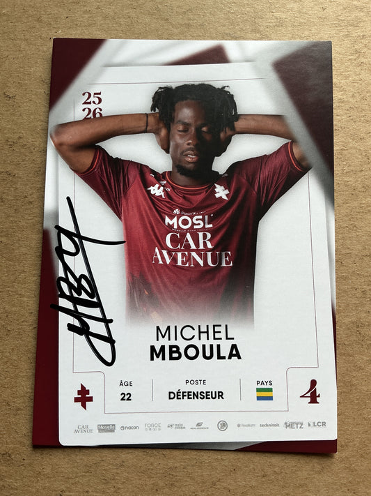 Michel Mboula, Gabon 🇬🇦 FC Metz 2025/26 hand signed