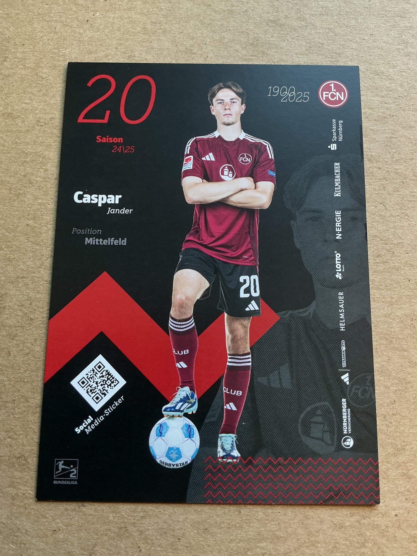 Caspar Jander, Germany 🇩🇪 1.FC Nürnberg 2024/25 hand signed