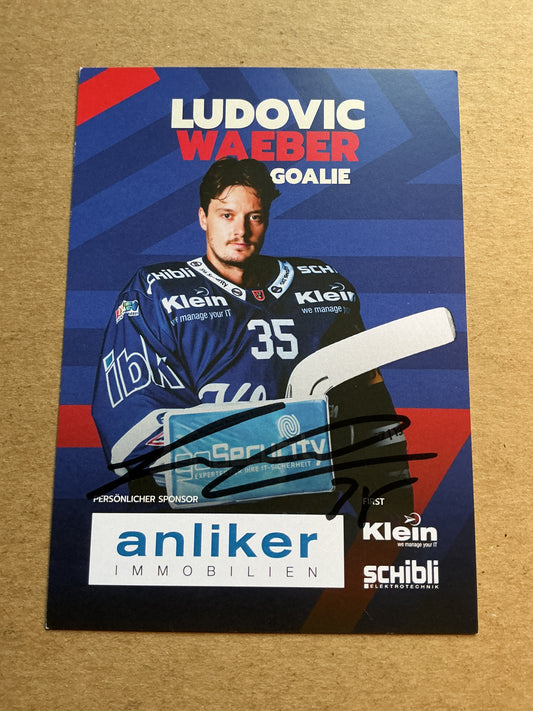 Ludovic Waeber, Switzerland 🇨🇭 EHC Kloten 2024/25 hand signed