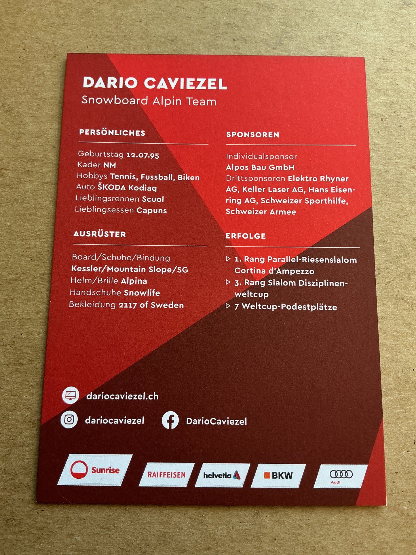 Dario Caviezel, Switzerland 🇨🇭Snowboard Winter 2023/24 hand signed
