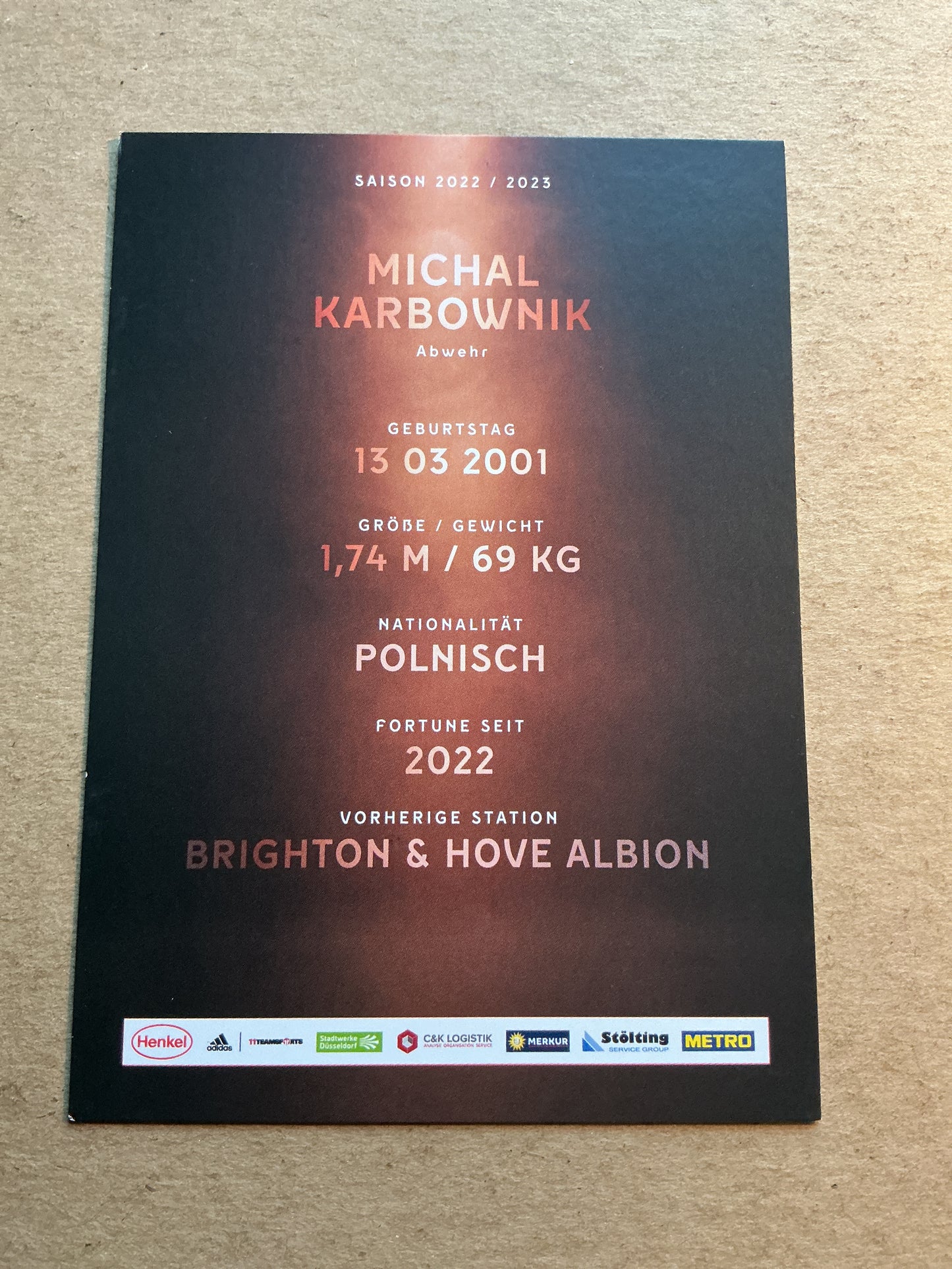 Michal Karbownik, Poland 🇵🇱 Fortuna Düsseldorf 2022/23 hand signed