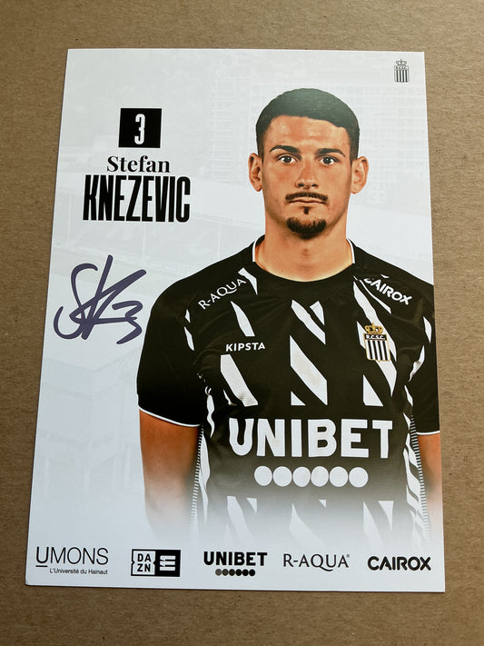 Stefan Knezevic, Switzerland 🇨🇭 Sporting Charleroi 2023/24 hand signed