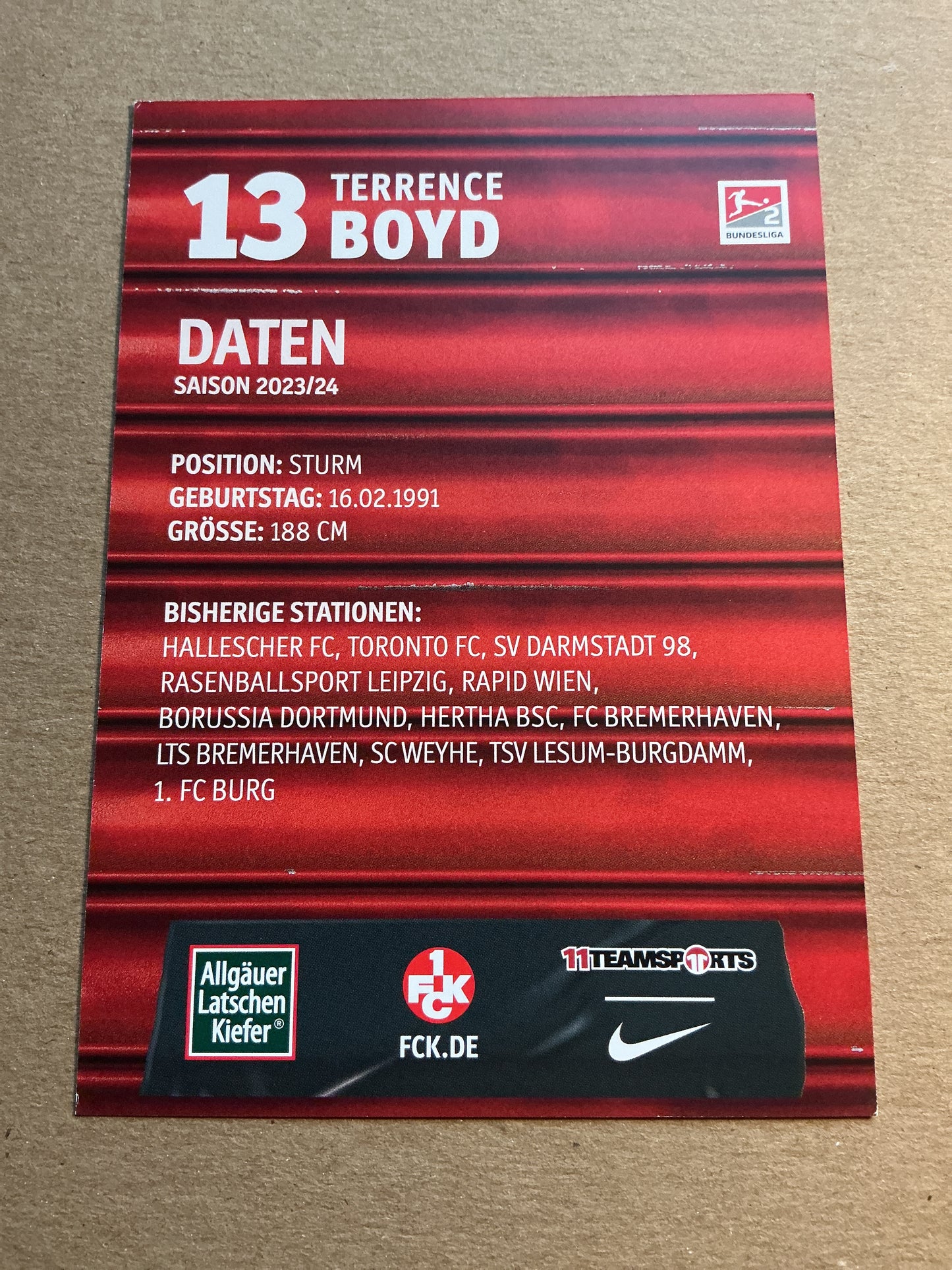 Terrence Boyd, USA 🇺🇸 1.FC Kaiserslautern 2023/24 hand signed
