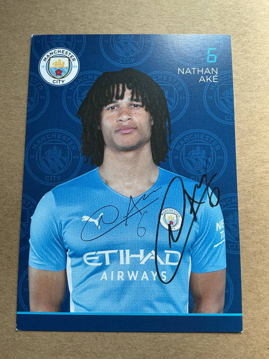 Nathan Ake, Netherlands 🇳🇱 Manchester City 2021/22 hand signed
