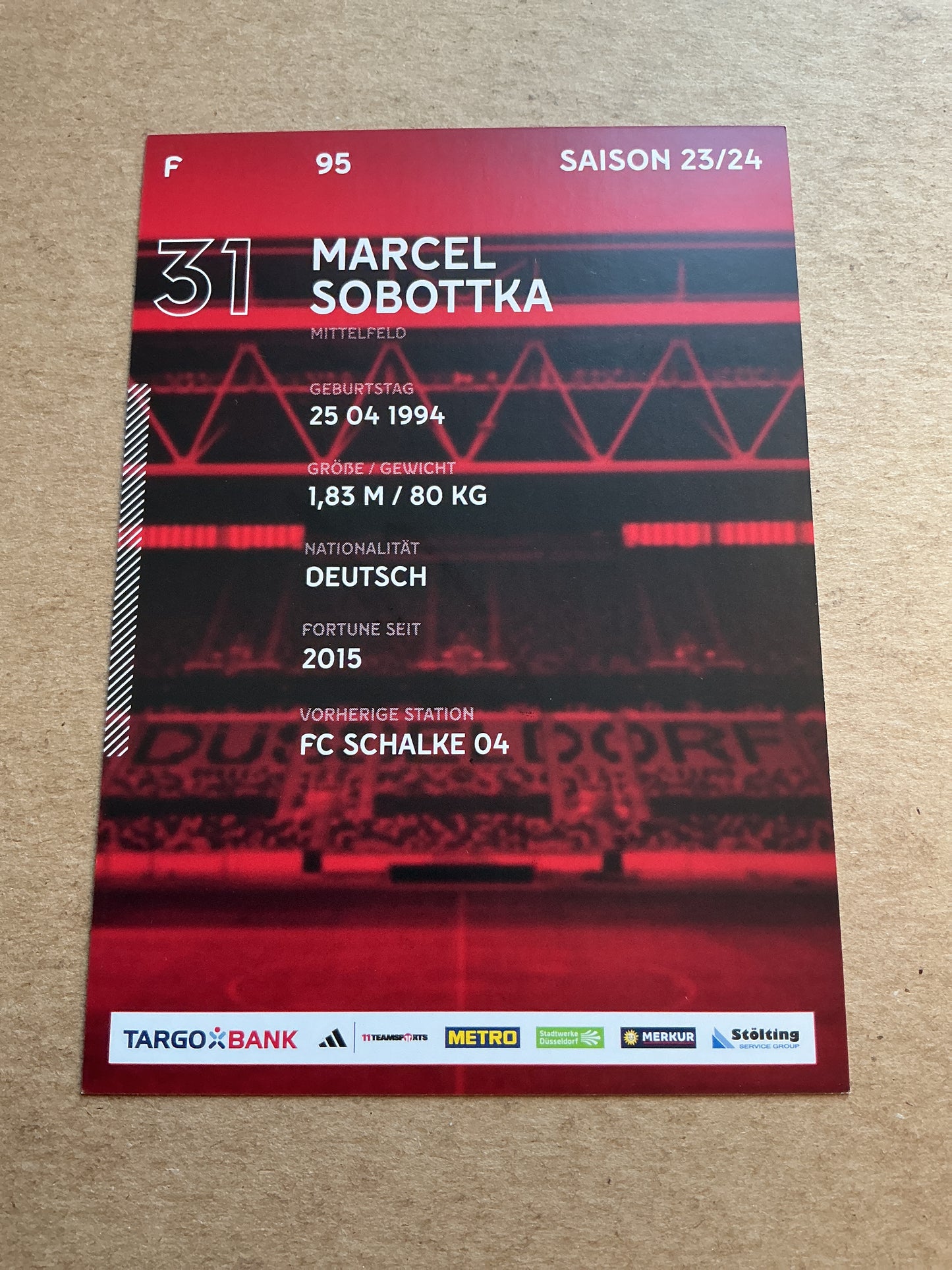 Marcel Sobottka, Germany 🇩🇪 Fortuna Düsseldorf 2023/24 hand signed