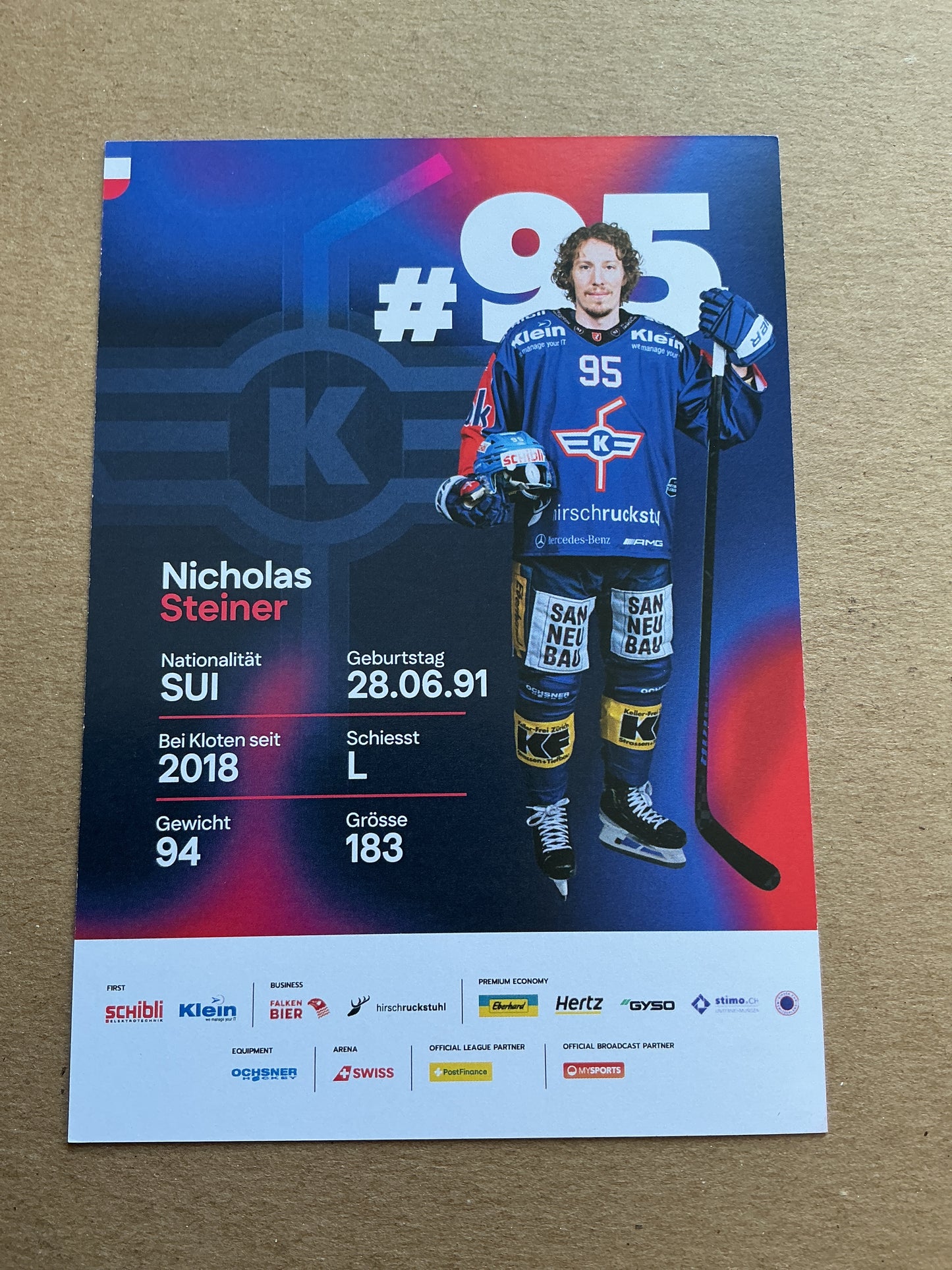 Nicolas Steiner, Switzerland 🇨🇭 EHC Kloten 2025/26 hand signed