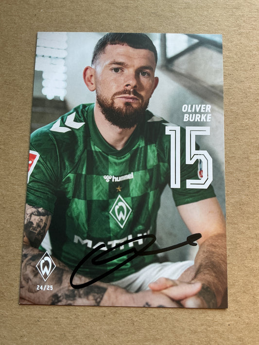 Oliver Burke, Scotland 🏴󠁧󠁢󠁳󠁣󠁴󠁿 SV Werder Bremen 2024/25 hand signed