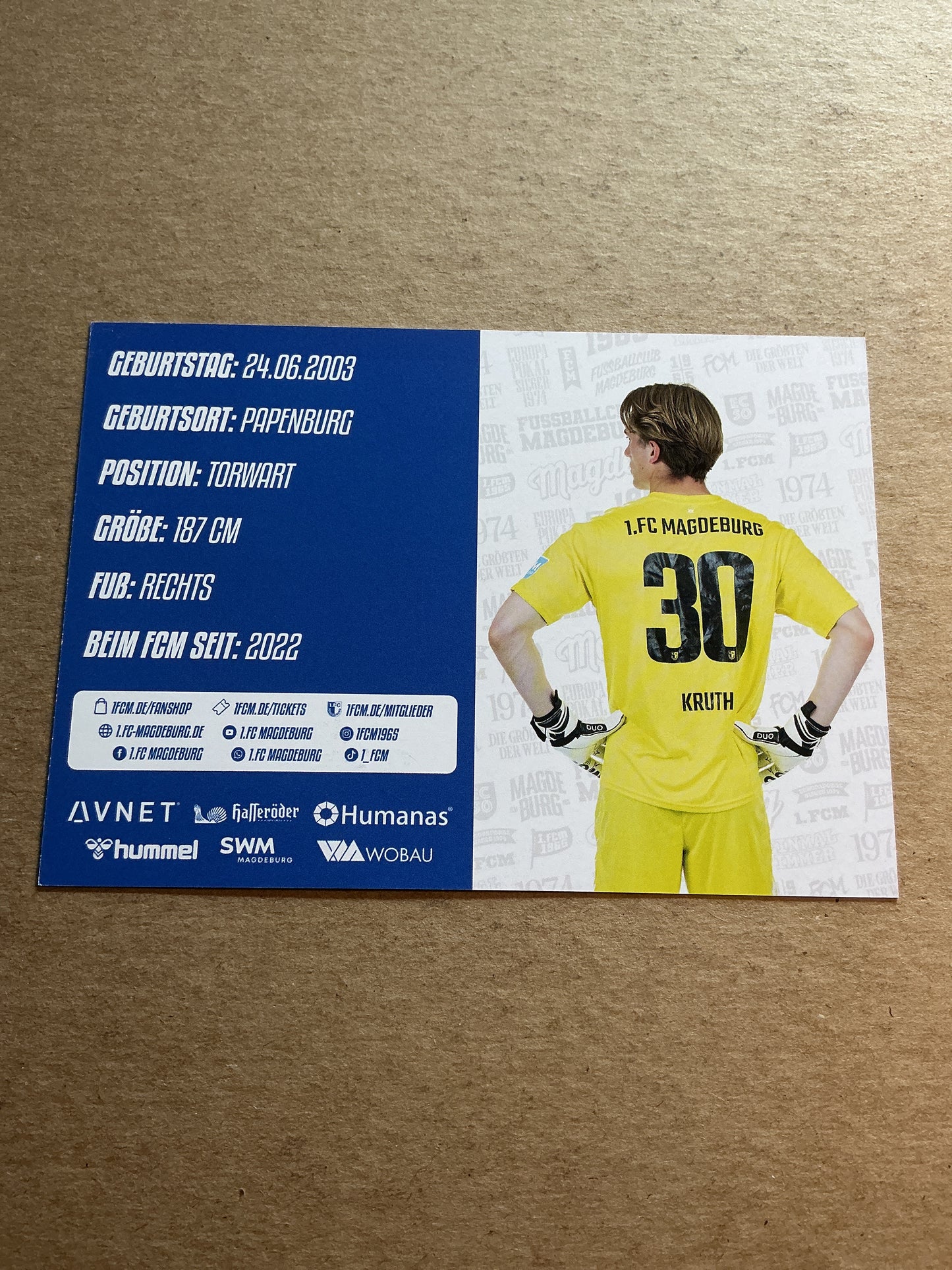 Noah Kruth, Germany 🇩🇪 1.FC Magdeburg 2024/25 hand signed