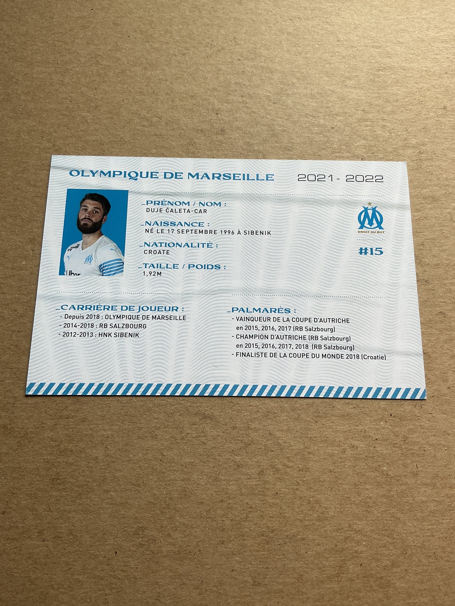Duje Caleta-Car, Croatia 🇭🇷 Olympique Marseille 2021/22 hand signed