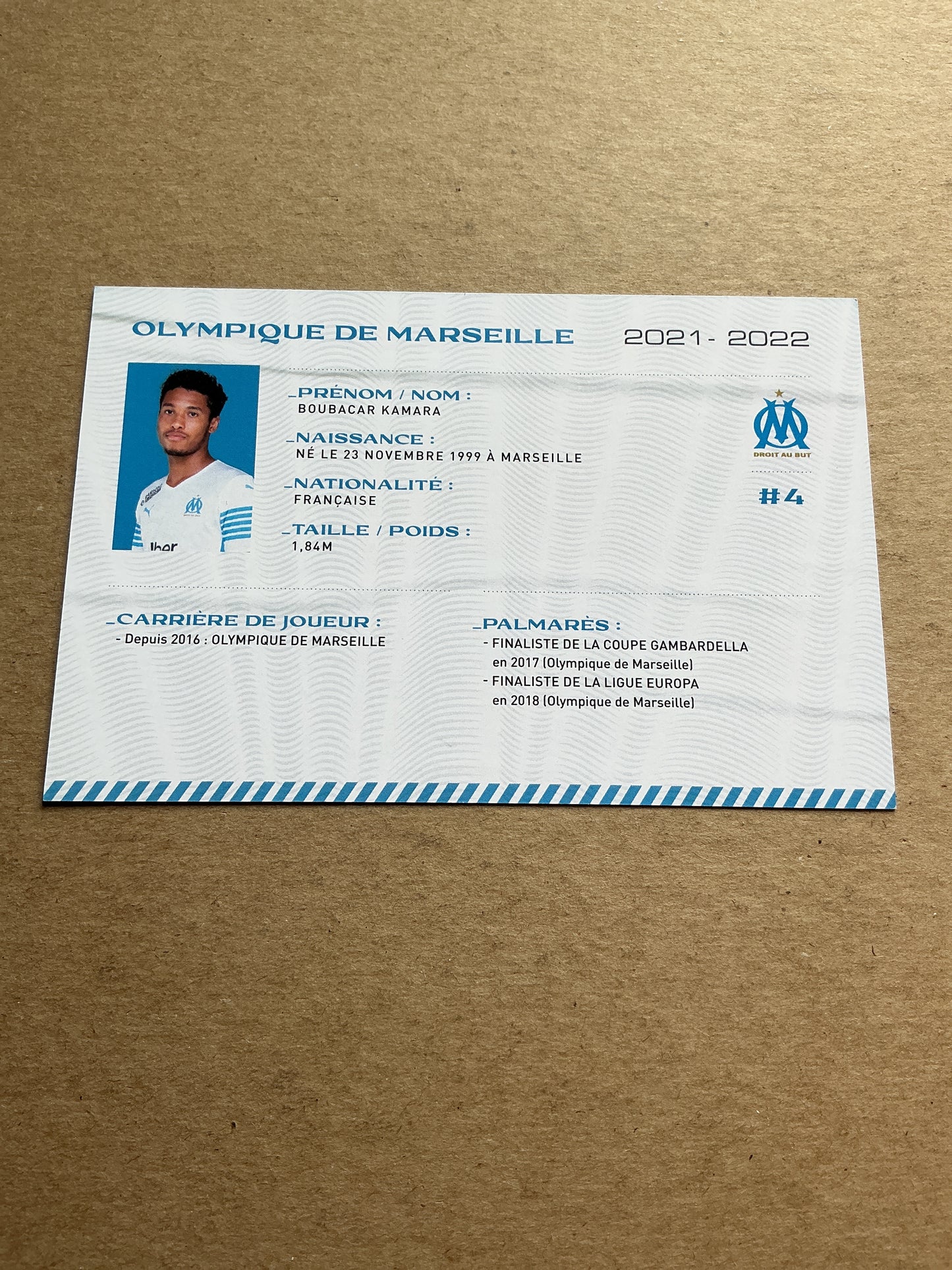 Boubacar Kamara, France 🇫🇷 Olympique Marseille 2021/22 hand signed