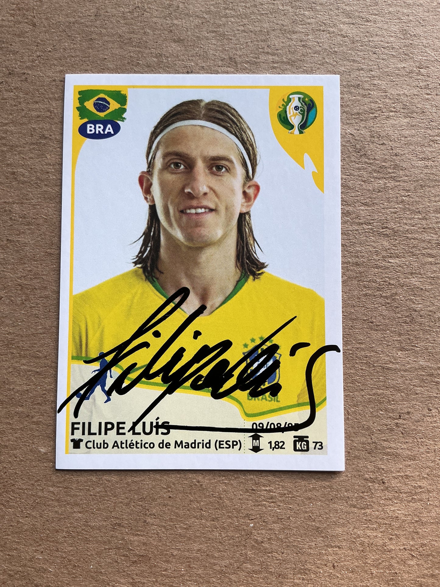 Filipe Luis, Brazil 🇧🇷 Copa America 2019 Panini hand signed