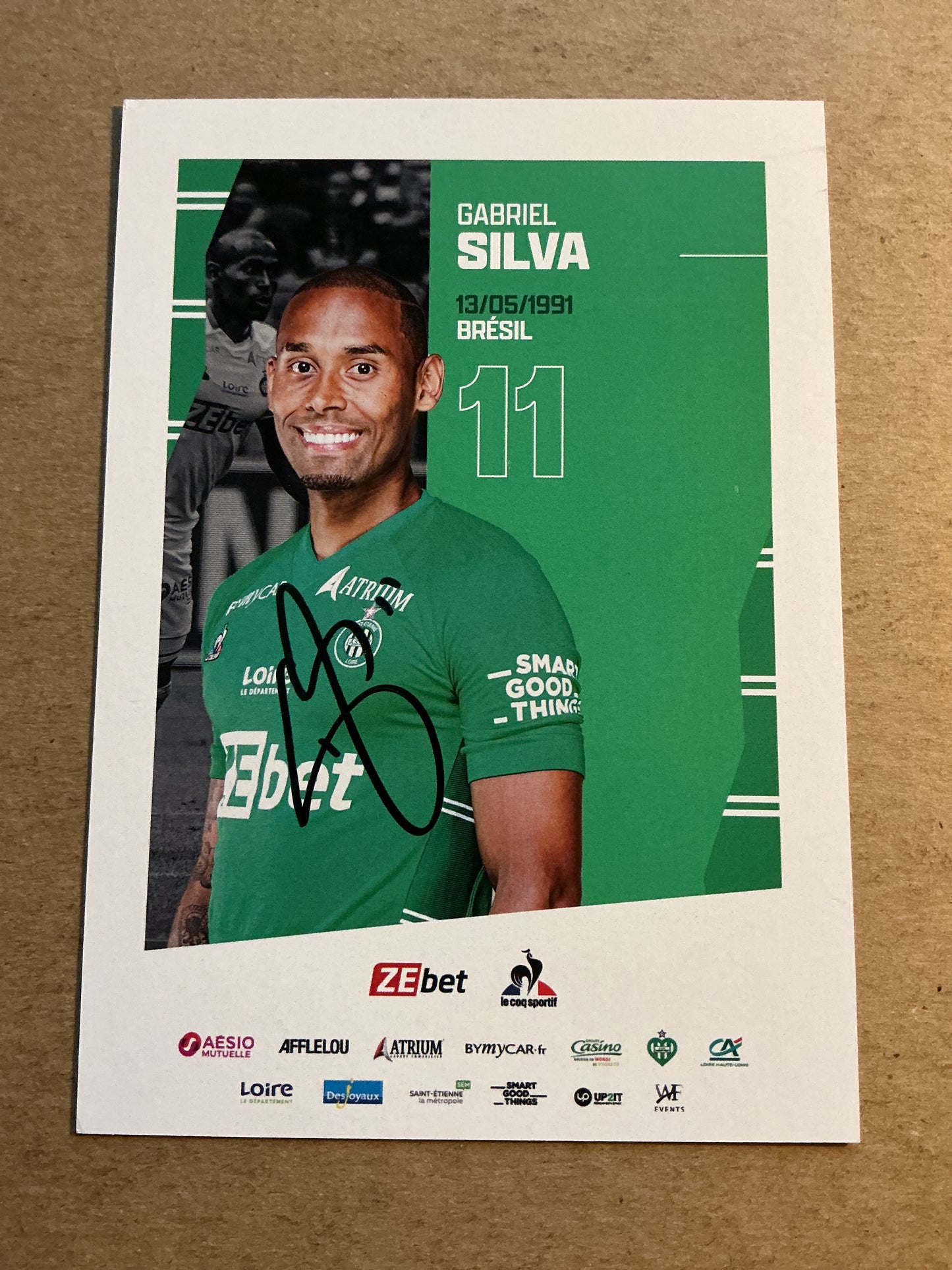 Gabriel Silva, Brazil 🇧🇷 AS Saint-Étienne 2021/22 hand signed