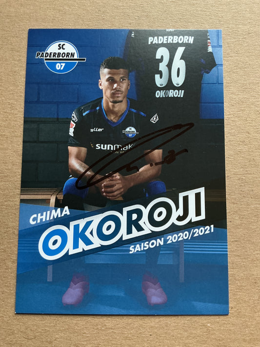 Chima Okoroji, Germany 🇩🇪 SC Paderborn 07 2020/21 hand signed