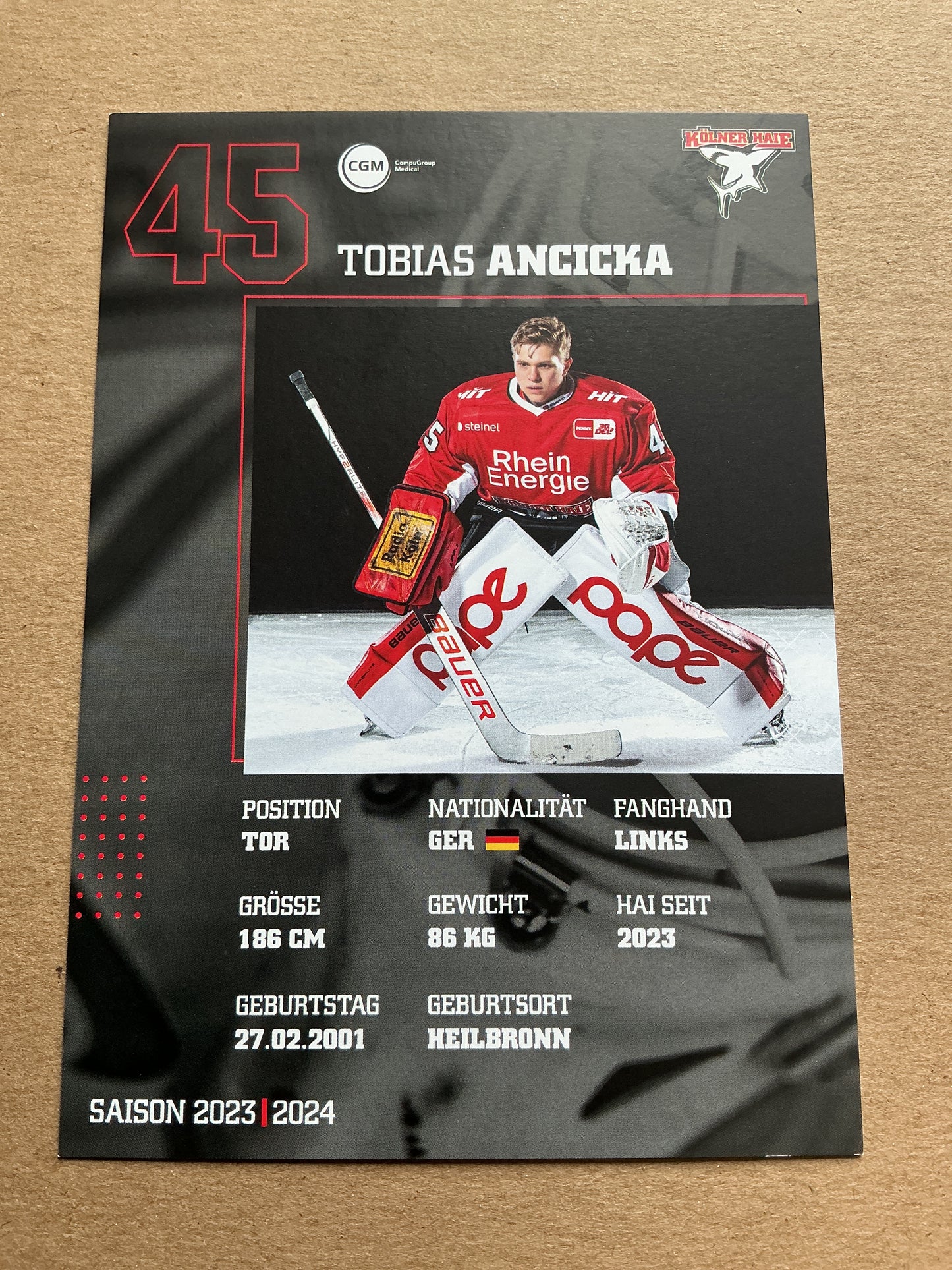 Tobias Ancicka, Germany 🇩🇪 Kölner Haie 2023/24 hand signed