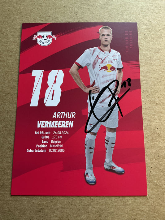 Arthur Vermeeren, Belgium 🇧🇪 RB Leipzig 2024/25 hand signed