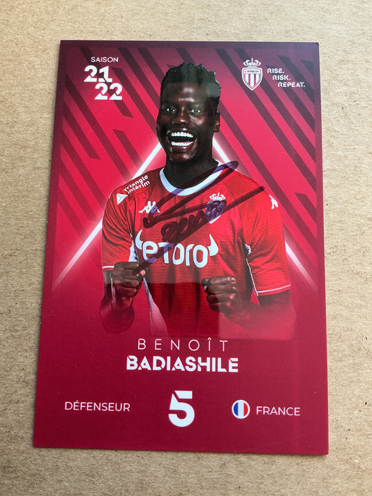 Benoit Badiashile, France 🇫🇷 AS Monaco 2021/22 hand signed