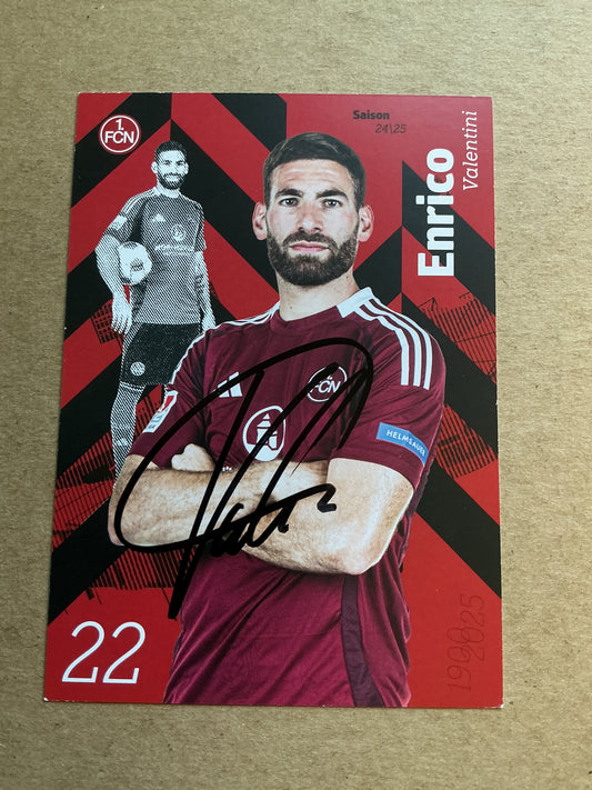 Enrico Valentini, Germany 🇩🇪 1.FC Nürnberg 2024/25 hand signed