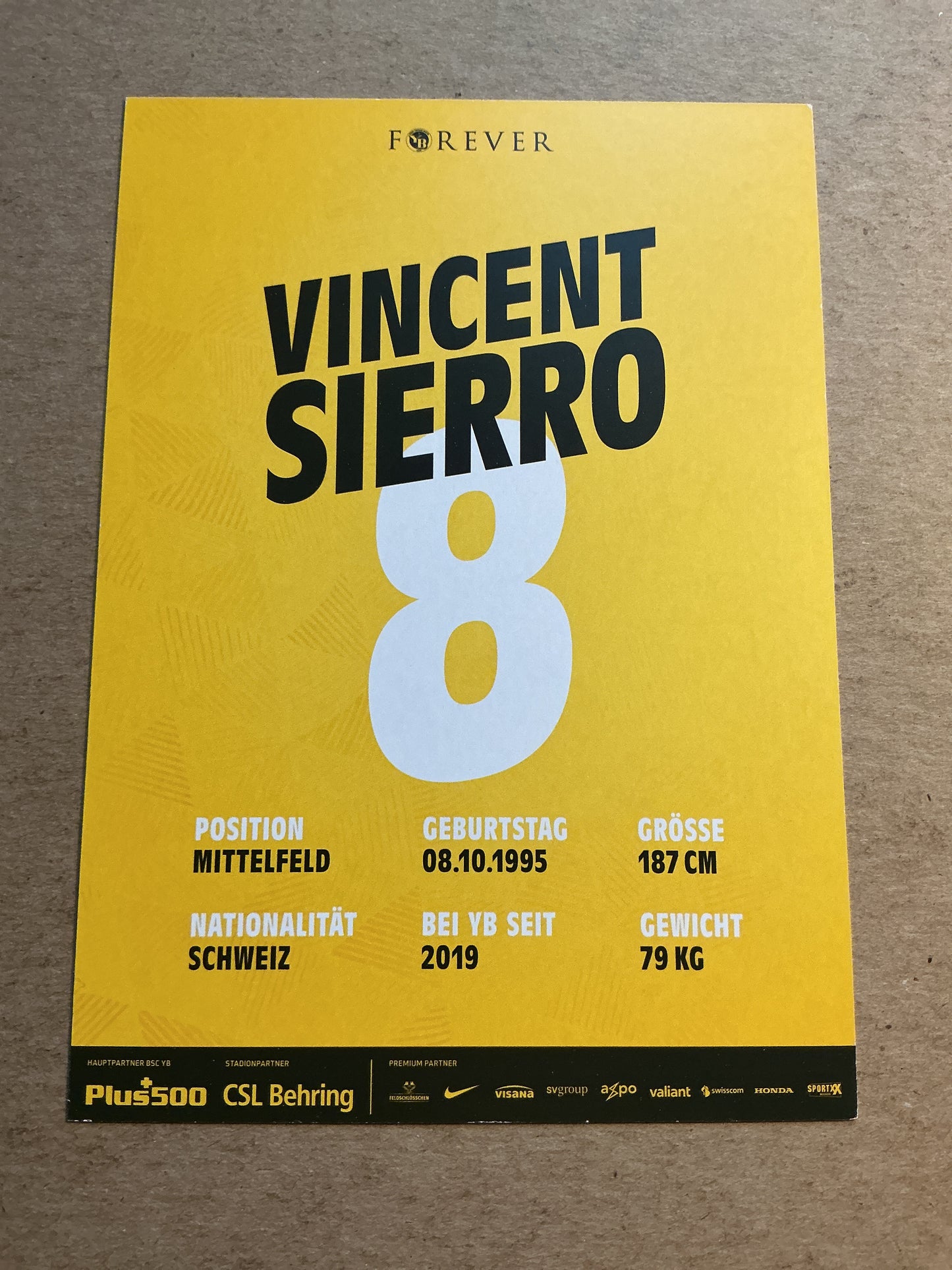Vincent Sierro, Switzerland 🇨🇭 BSC Young Boys 2020/21 hand signed