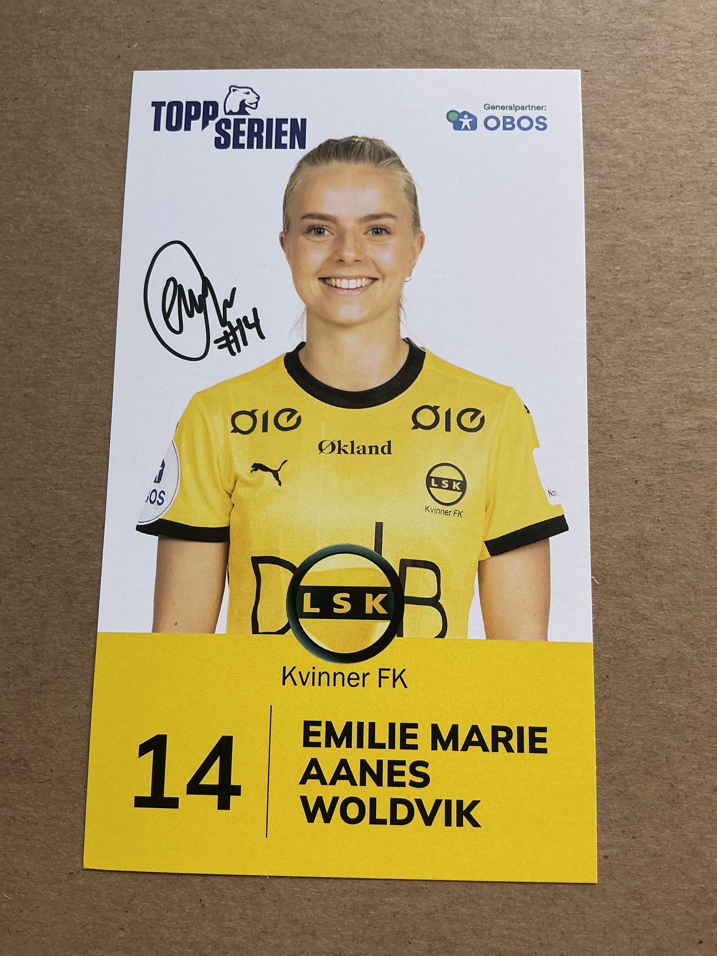 Emilie Marie Woldvik, Norway 🇳🇴 Lillestrøm SK 2023/24 hand signed