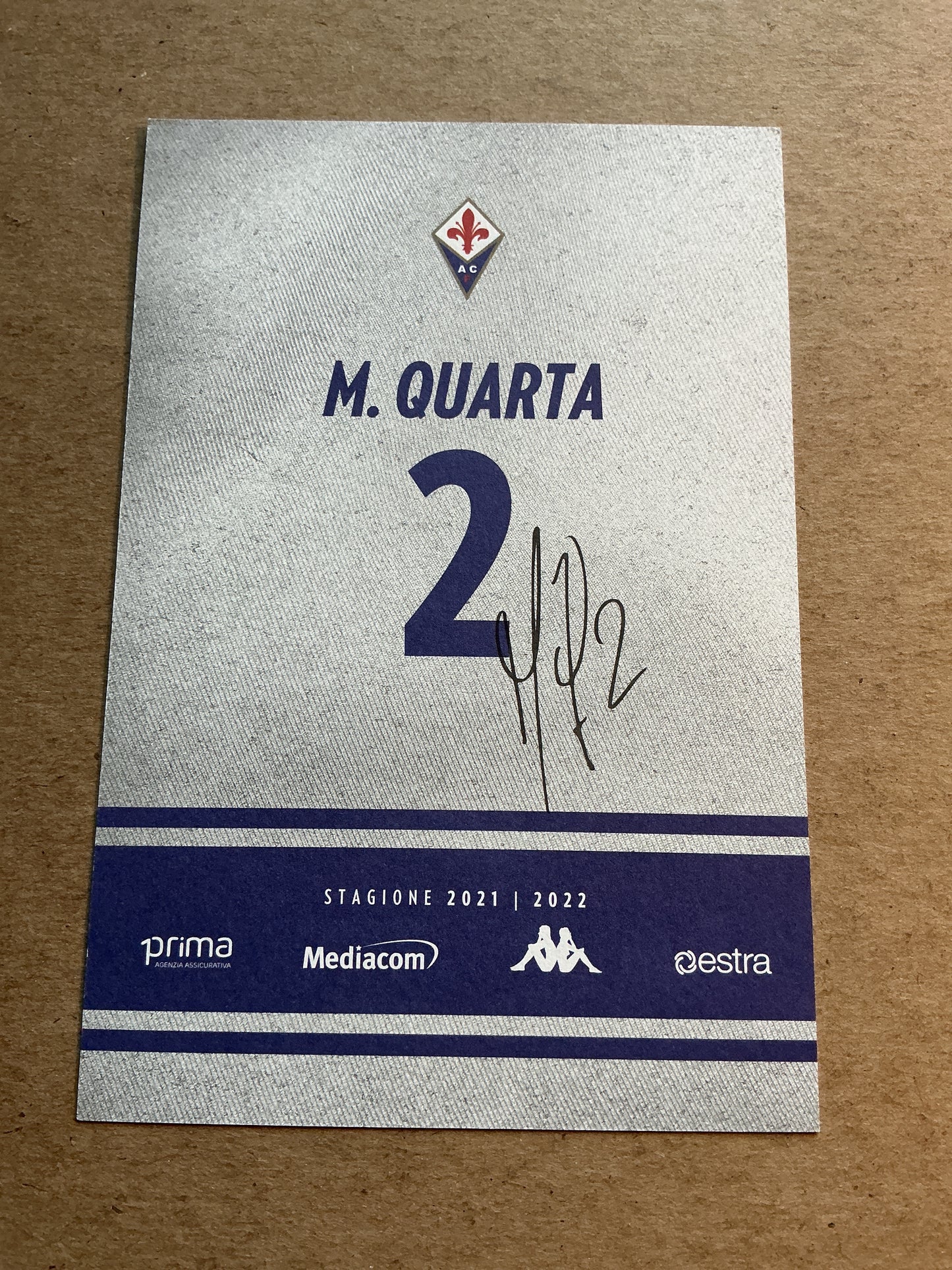 Lucas Martinez Quarta, Argentina 🇦🇷 ACF Fiorentina 2021/22 hand signed