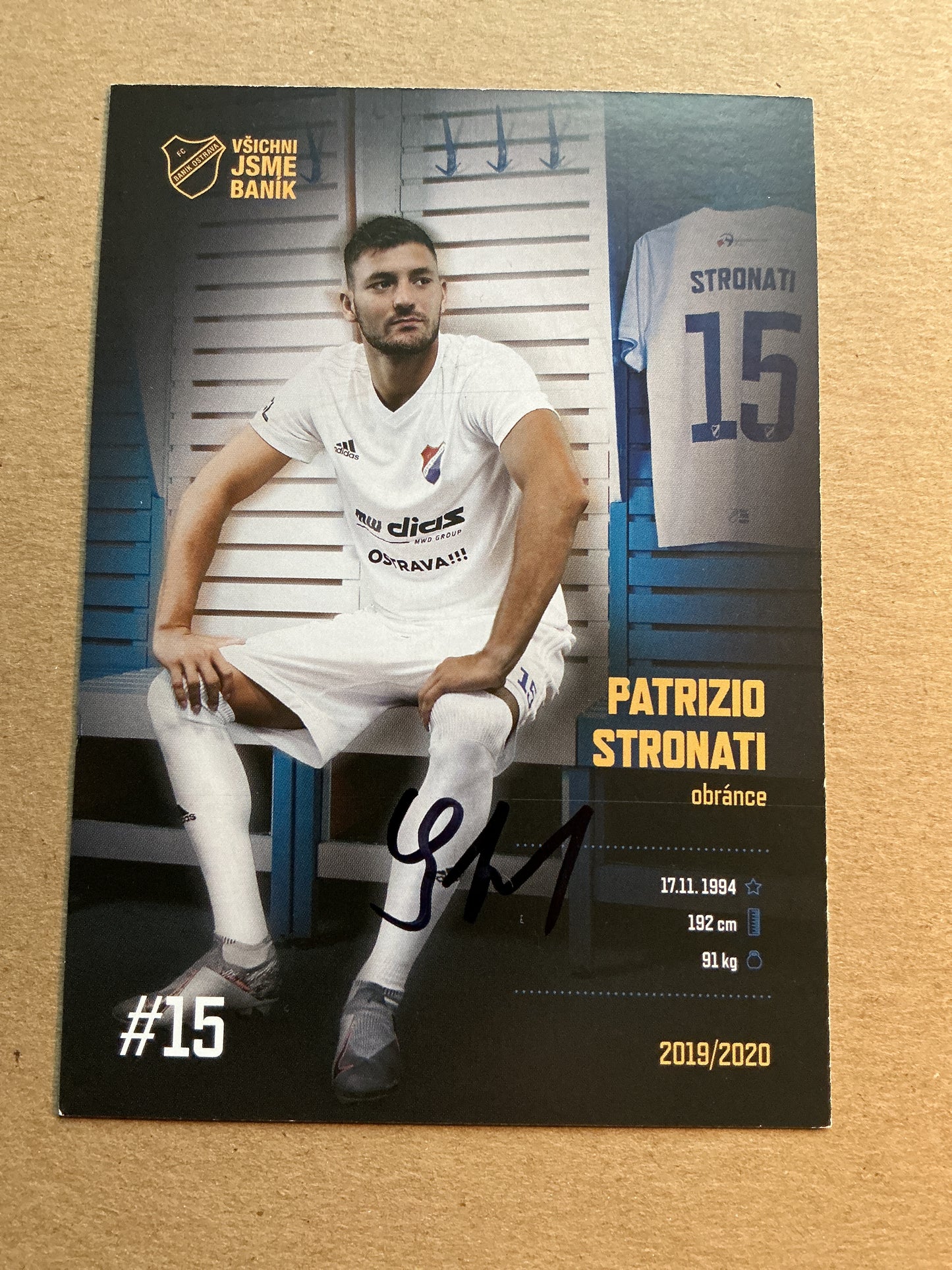 Patrizio Stronati, Czech Republic 🇨🇿 FC Banik Ostrava 2019/20 hand signed