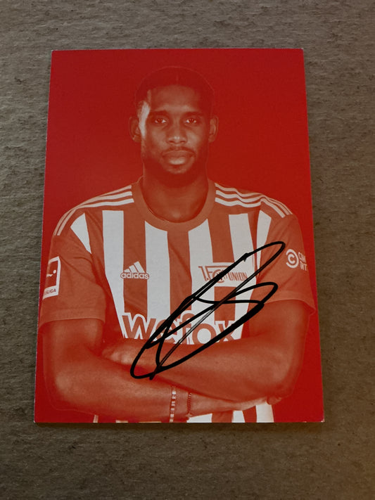 Jordan Siebatcheu, USA 🇺🇸 1.FC Union Berlin 2022/23 hand signed