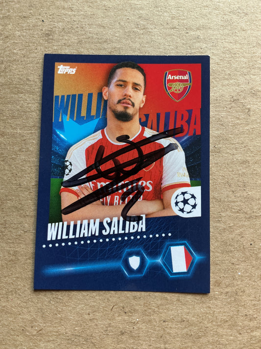 William Saliba, France 🇫🇷 Arsenal FC 2023/24 Topps hand signed