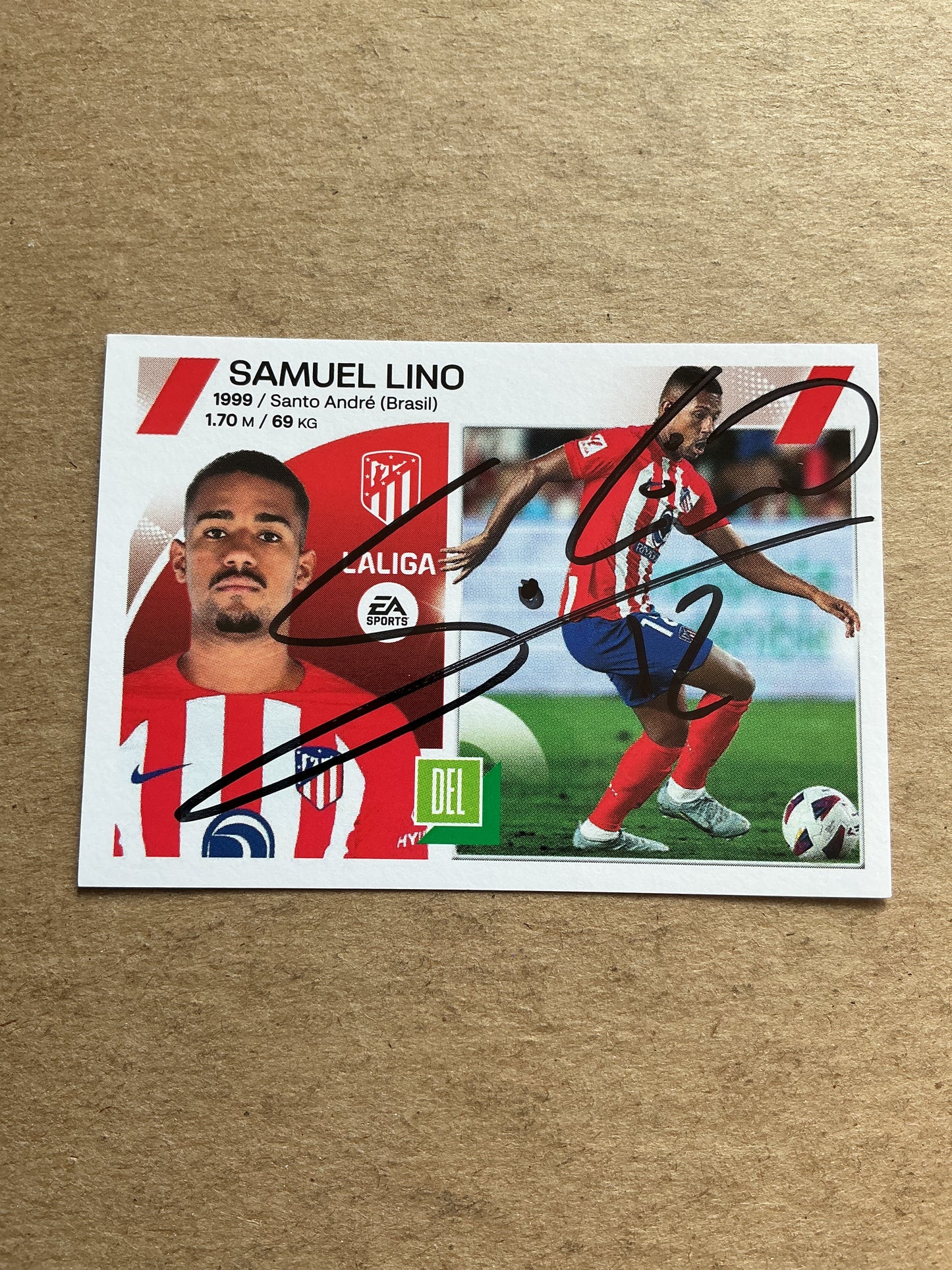 Samuel Lino, Brazil 🇧🇷 Atletico Madrid 2023/24 Panini hand signed