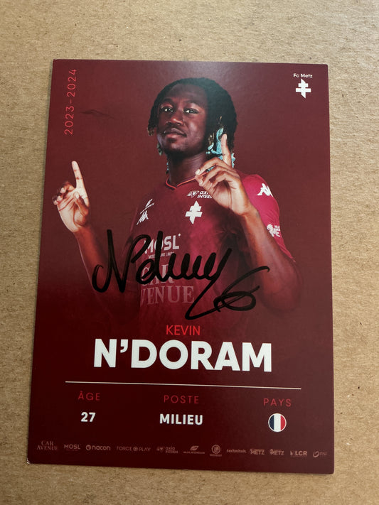 Kevin N’Doram, France 🇫🇷 FC Metz 2023/24 hand signed