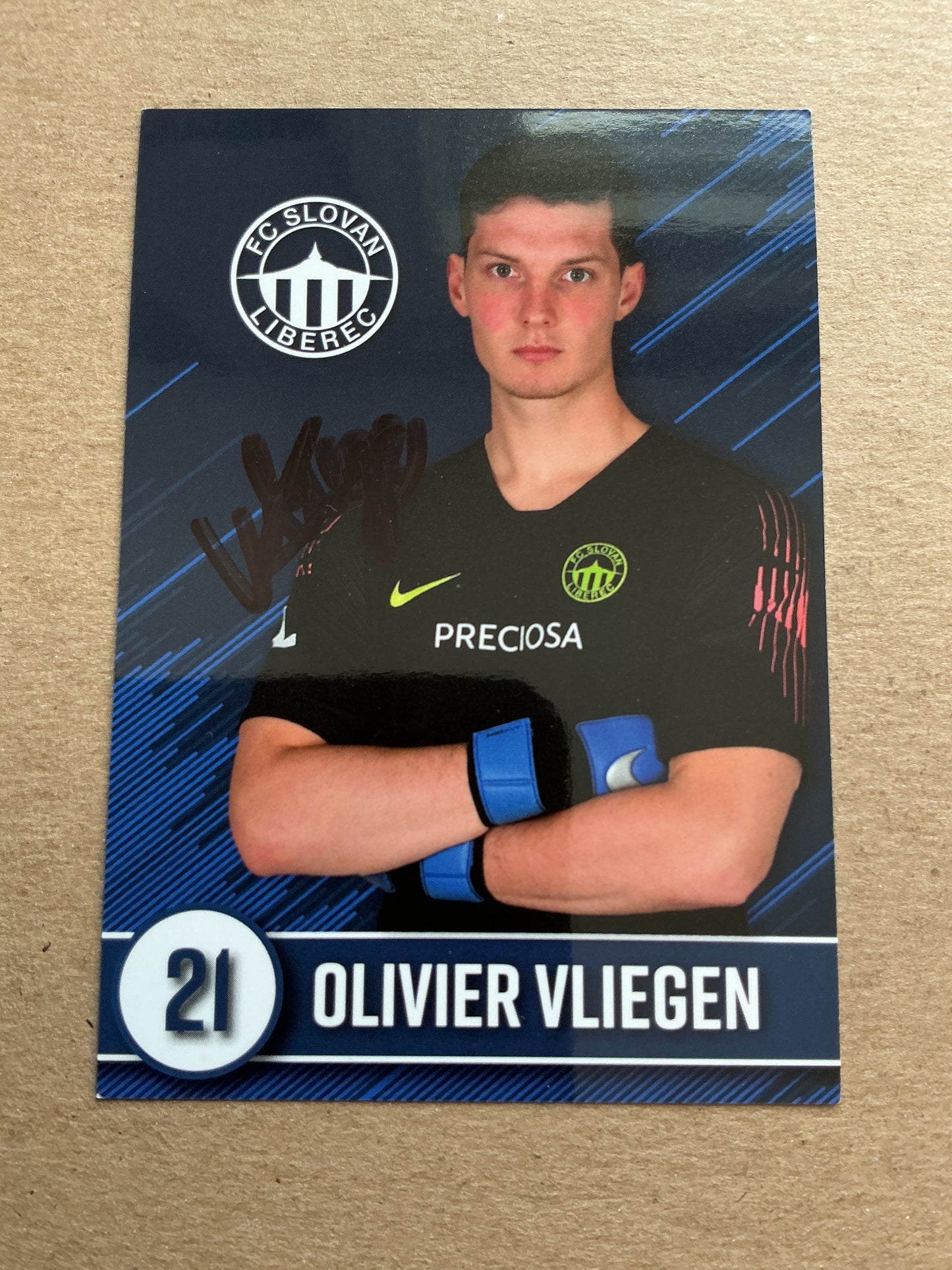 Olivier Vliegen, Belgium 🇧🇪 FC Slovan Liberec 2019/20 hand signed