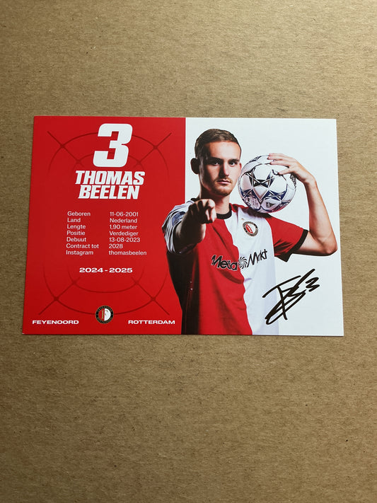Thomas Beelen, Netherlands 🇳🇱 Feyenoord Rotterdam 2024/25 hand signed
