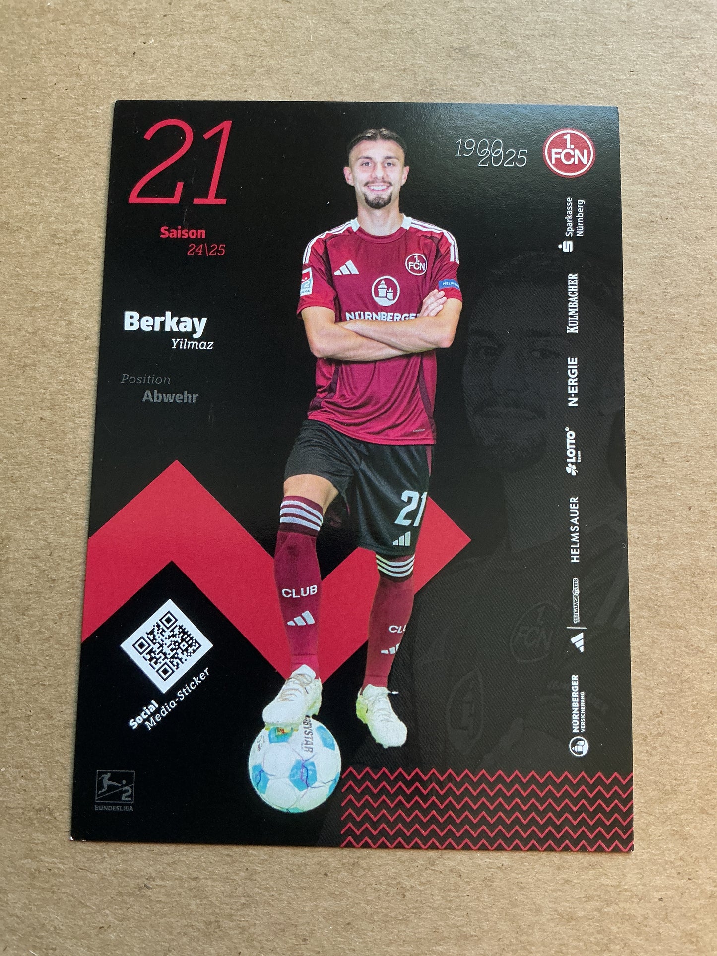 Berkay Yilmaz, Türkiye 🇹🇷 1.FC Nürnberg 2024/25 hand signed